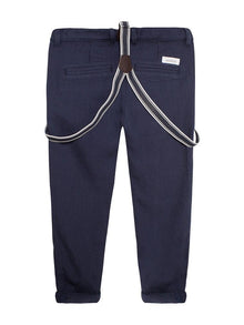 newbie kids Chinos with braces blue organic cotton