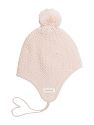 newbie baby hat print pompom organic cotton pink