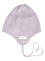 newbie baby hat tie strap print pink organic cotton