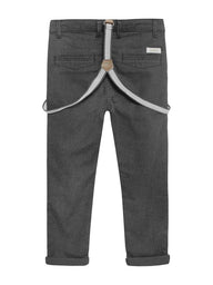 newbie kids Chinos with braces grey organic cotton