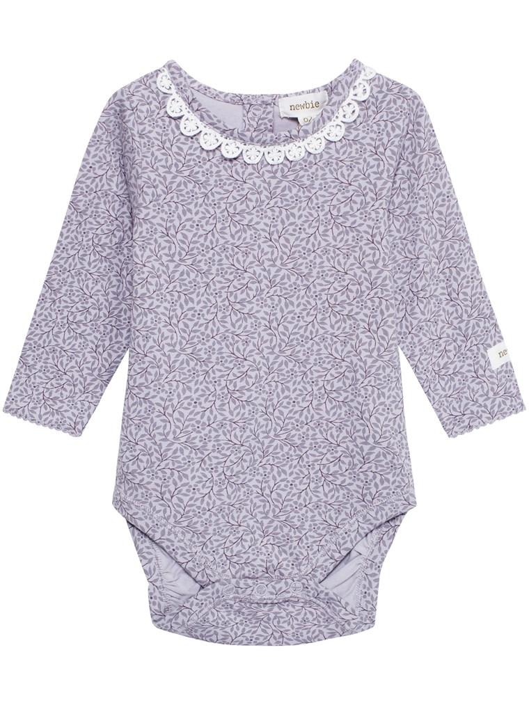 newbie baby Body with lace organic cotton lilac