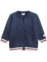 newbie kids Cardigan zipper pattern blue stripes organic cotton
