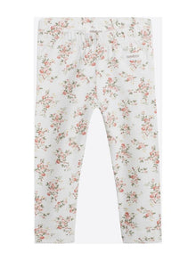 Leggings floral print newbie kids white organic cotton