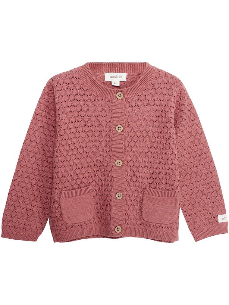 newbie kids Cardigan cable knit pockets red organic cotton