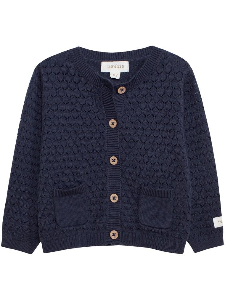 newbie kids Cardigan cable knit pattern blue organic cotton