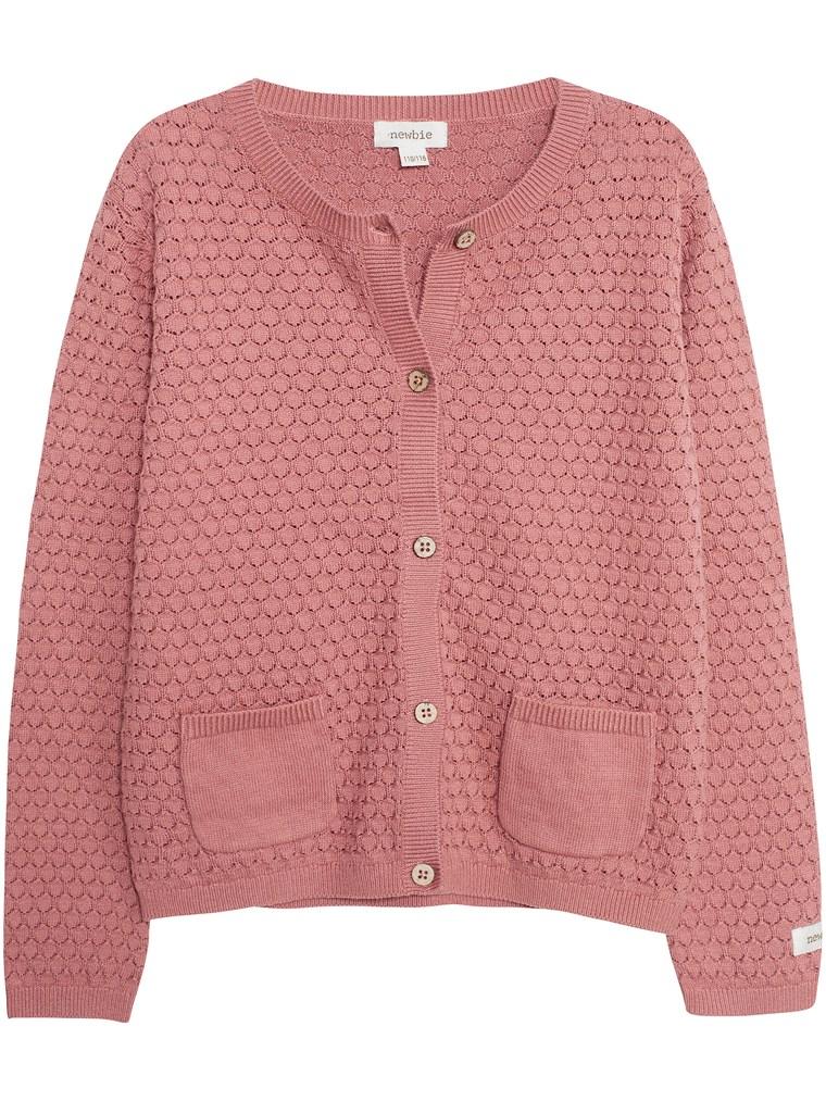 newbie kids Cardigan cable knit pink organic cotton