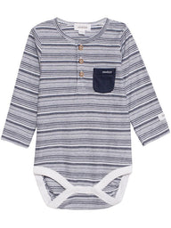 newbie baby Body striped print organic cotton blue