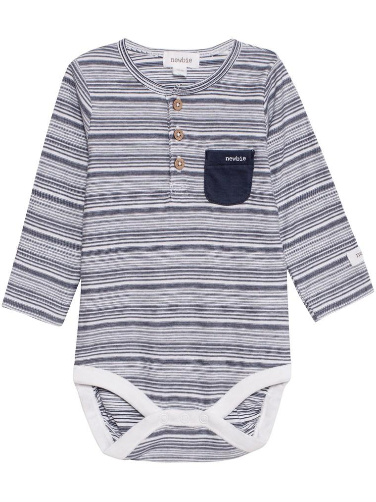 newbie baby Body striped print organic cotton blue