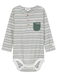 newbie baby Body striped print organic cotton green long sleeves