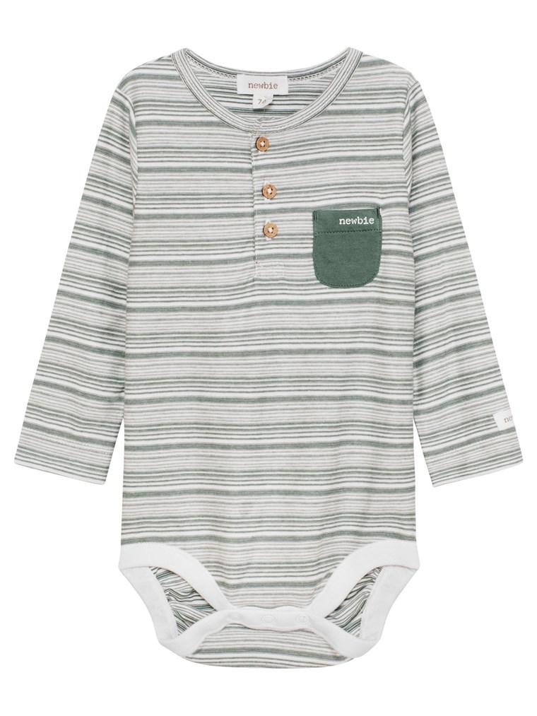 newbie baby Body striped print organic cotton green long sleeves