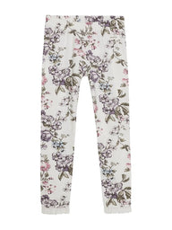 Leggings floral print newbie kids white organic cotton