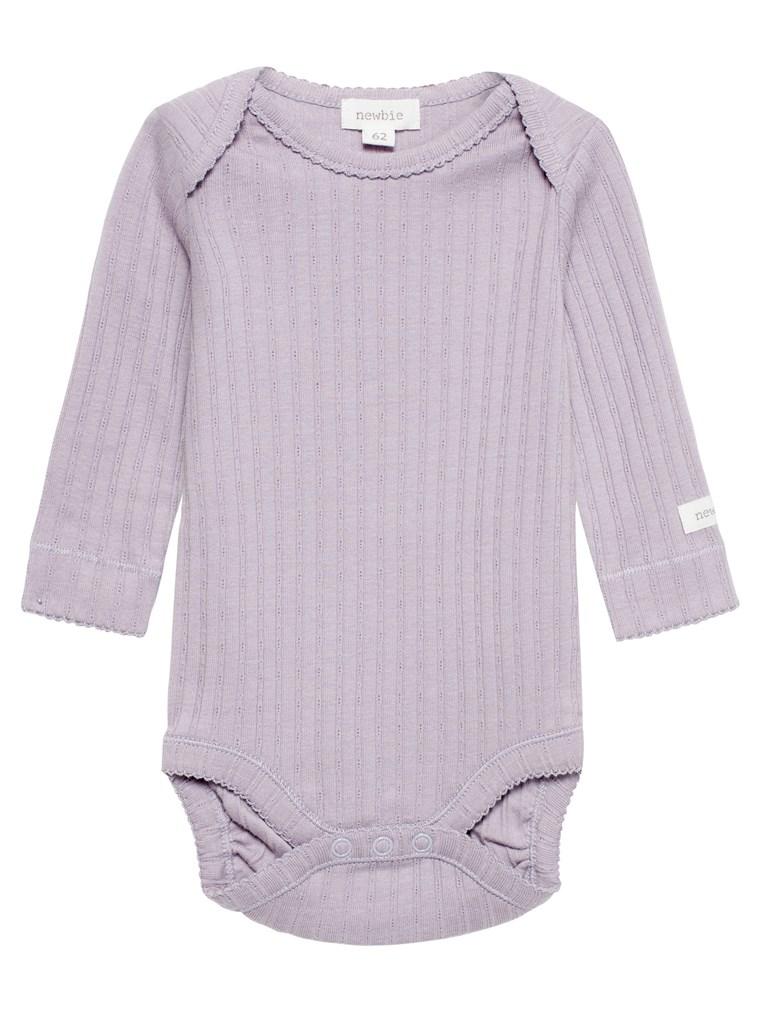newbie baby Body organic cotton lilac ribbed
