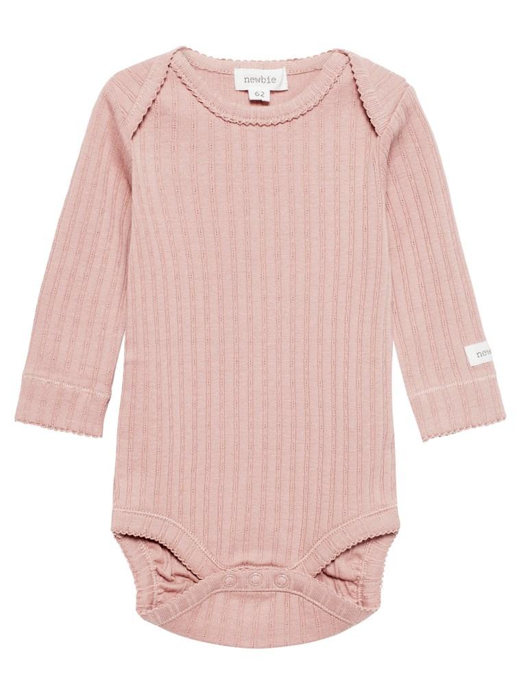 newbie baby Body organic cotton pink ribbed