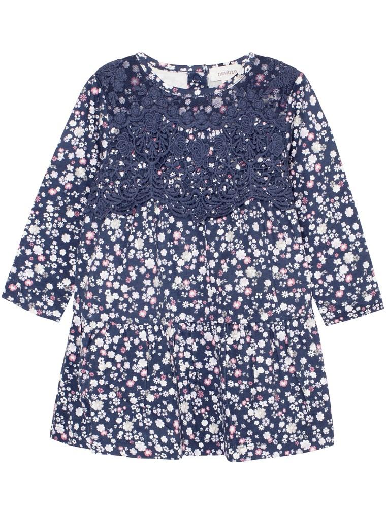 newbie kids Dress floral print organic cotton blue