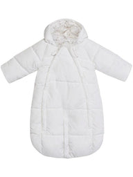 Baby pramsuit with rabbit-patterned lining