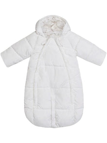Baby pramsuit with rabbit-patterned lining
