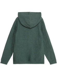 newbie kids Cardigan with hood green organic cotton