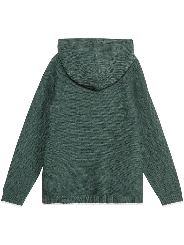 newbie kids Cardigan with hood green organic cotton