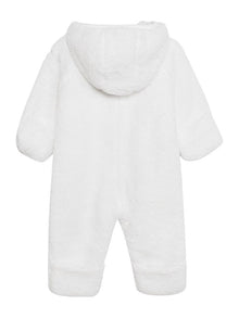 Baby pramsuit with rabbit-patterned lining