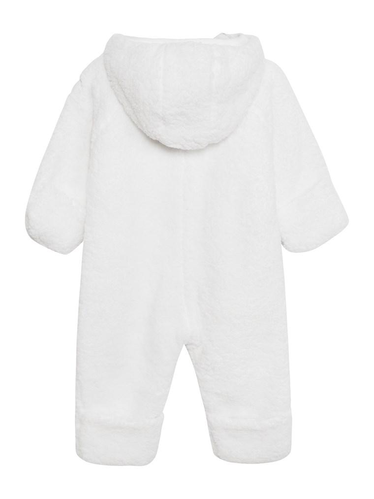 Baby pramsuit with rabbit-patterned lining