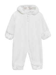 Baby pramsuit with rabbit-patterned lining