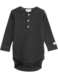 newbie baby Body with buttons long sleeves dark grey