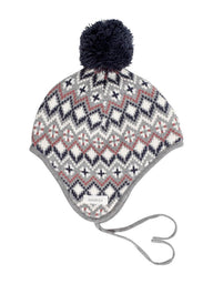 newbie baby hat jaquard print pompom  organic cotton 