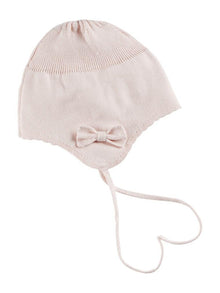 newbie baby Hat with bow pink organic cotton