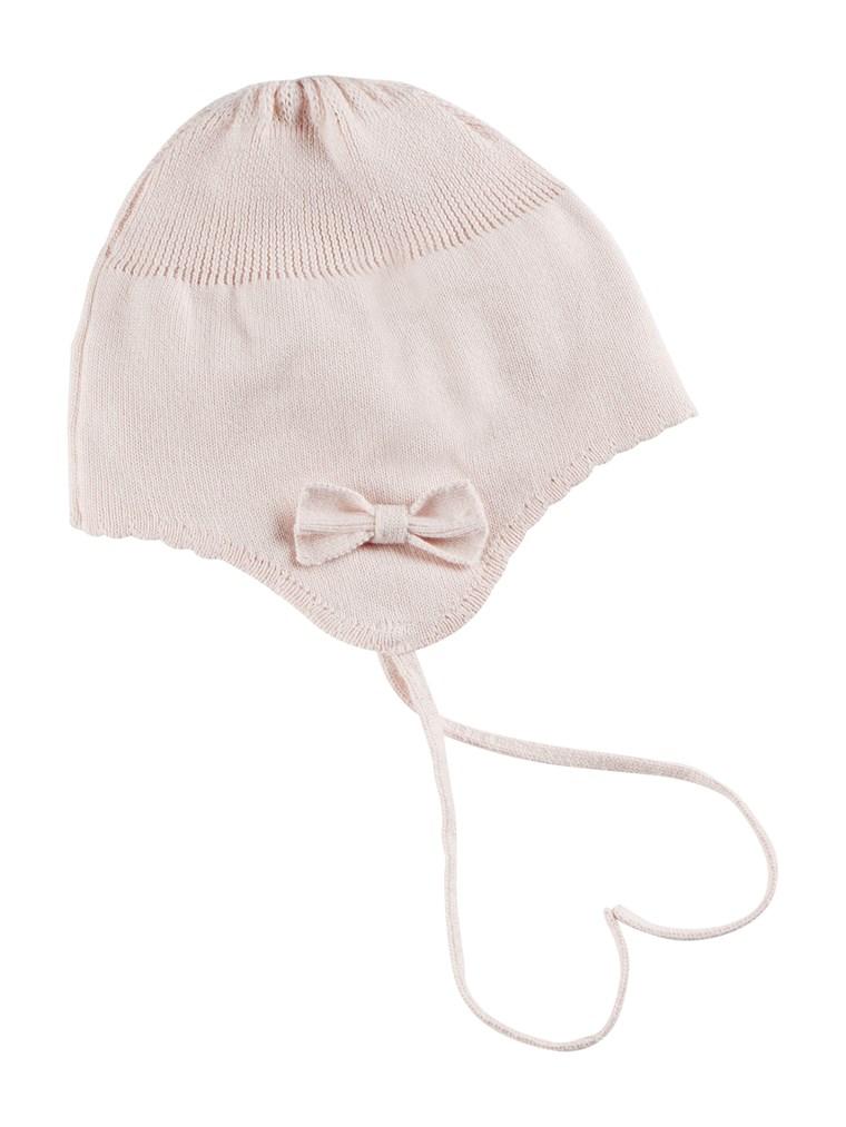 newbie baby Hat with bow pink organic cotton