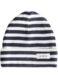 newbie baby hat stripes print blue organic cotton