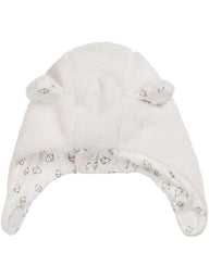 newbie baby Hat with bear ears white organic cotton