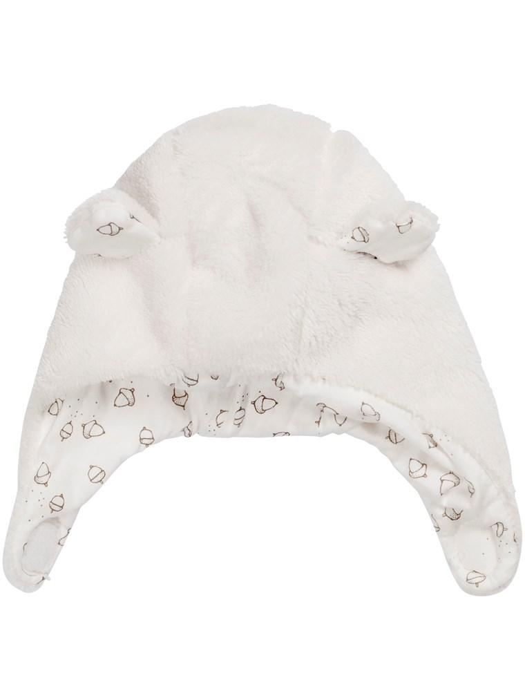 newbie baby Hat with bear ears white organic cotton