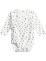 newbie baby Body with polka dots organic cotton white long sleeves