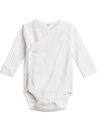 newbie baby Body with polka dots wrap organic cotton white long sleeves