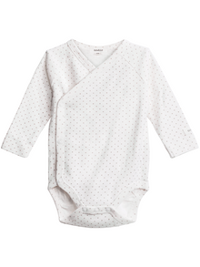 newbie baby Body with polka dots wrap organic cotton white long sleeves