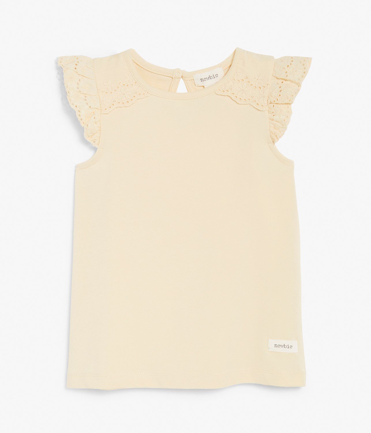 Top with lace frills at shoulders