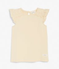 Top with lace frills at shoulders