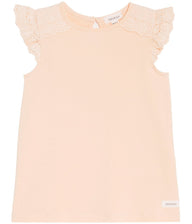 Top with lace frills at shoulders