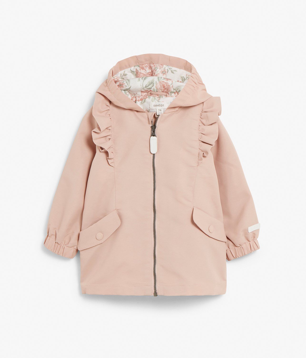 Baby water-repellent jacket with ruffles