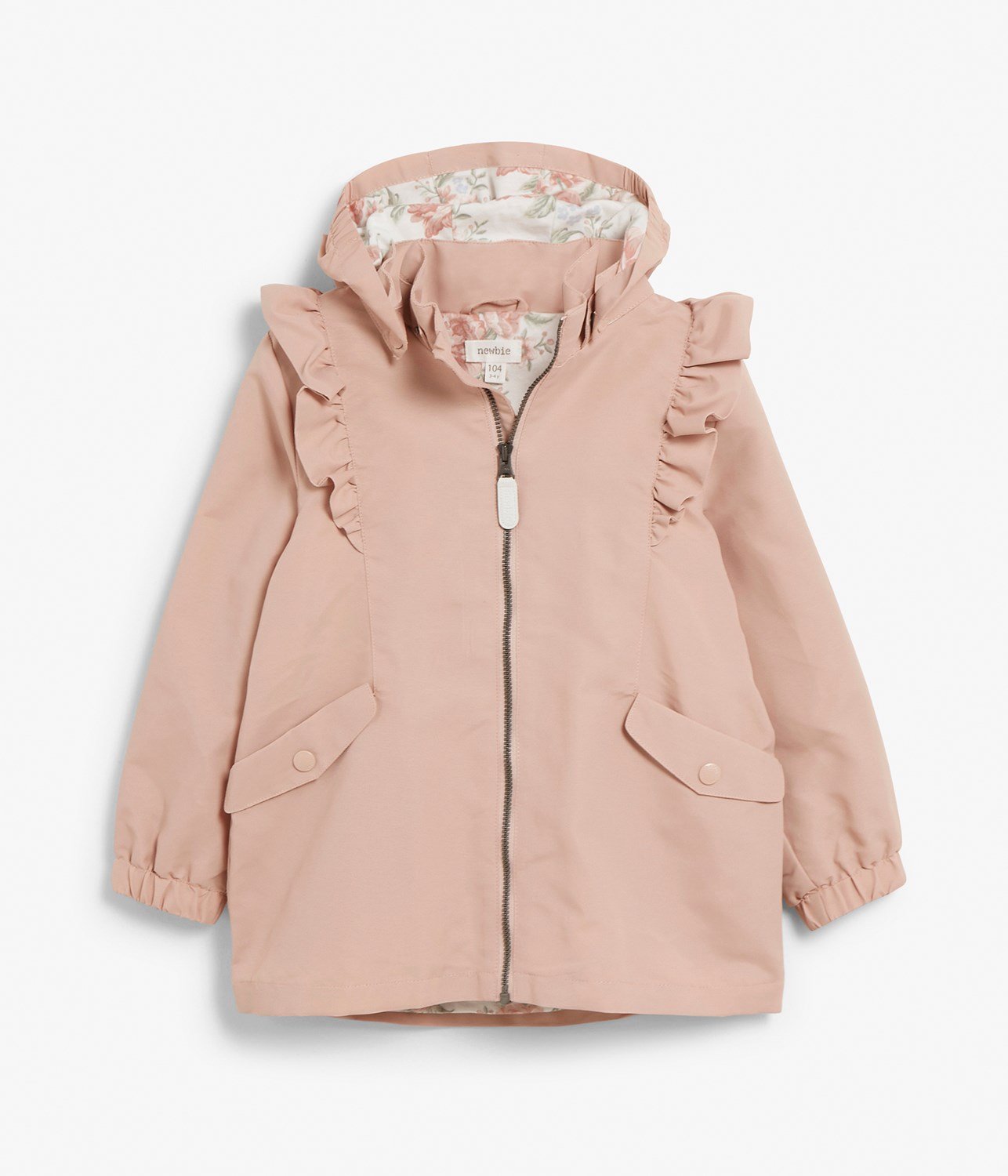 Kids water-repellent jacket with ruffles