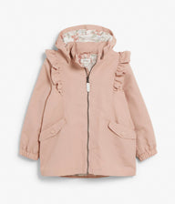 Kids water-repellent jacket with ruffles