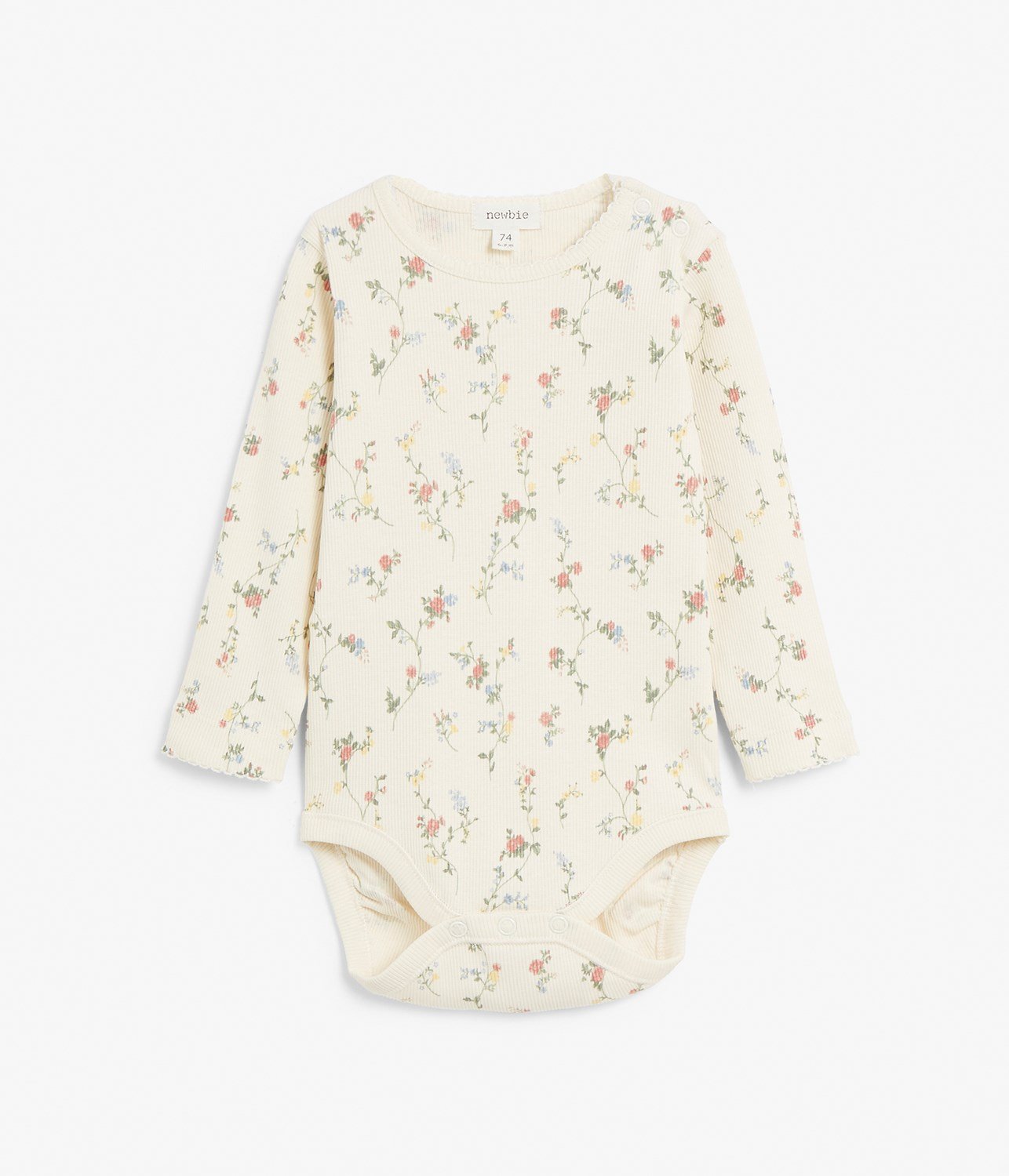 Baby rib-knit body with floral pattern