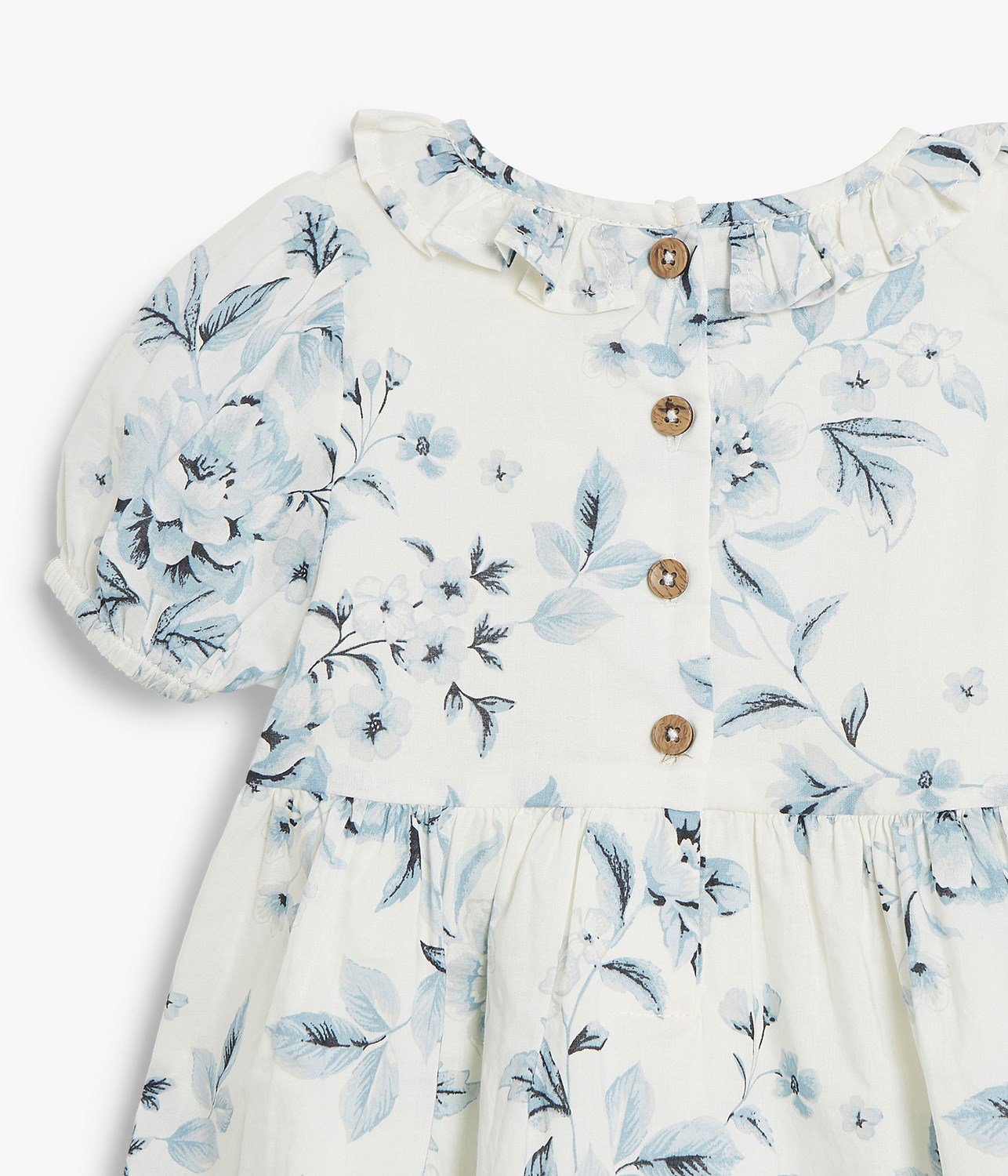 Baby white & blue floral print dress