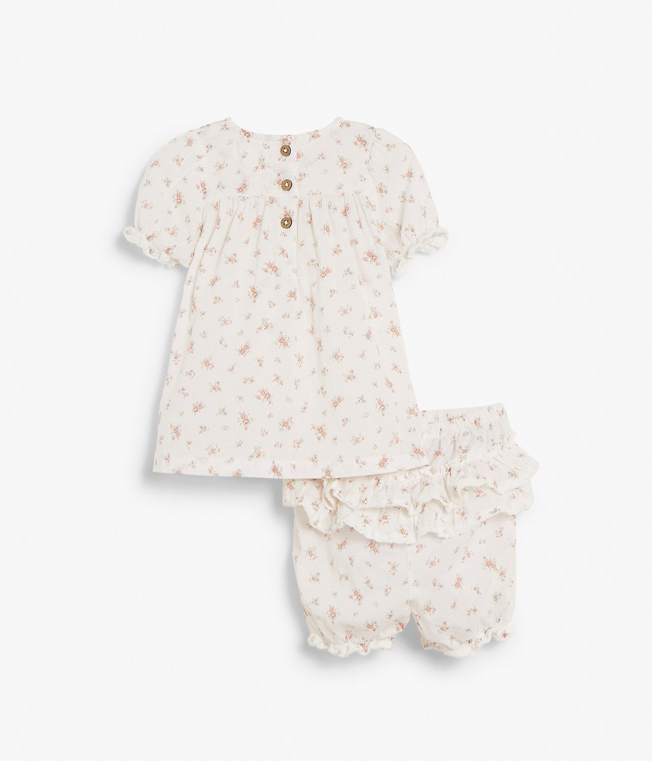 Baby white floral print dress and bloomers set