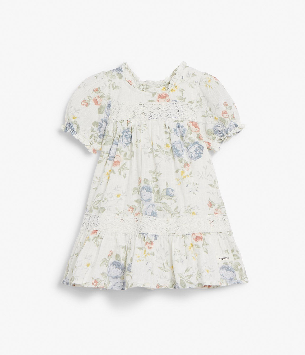 Baby white floral print dress with frills