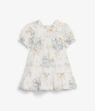 Baby white floral print dress with frills