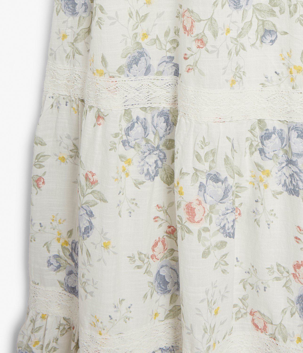 Kids white floral print dress with frills