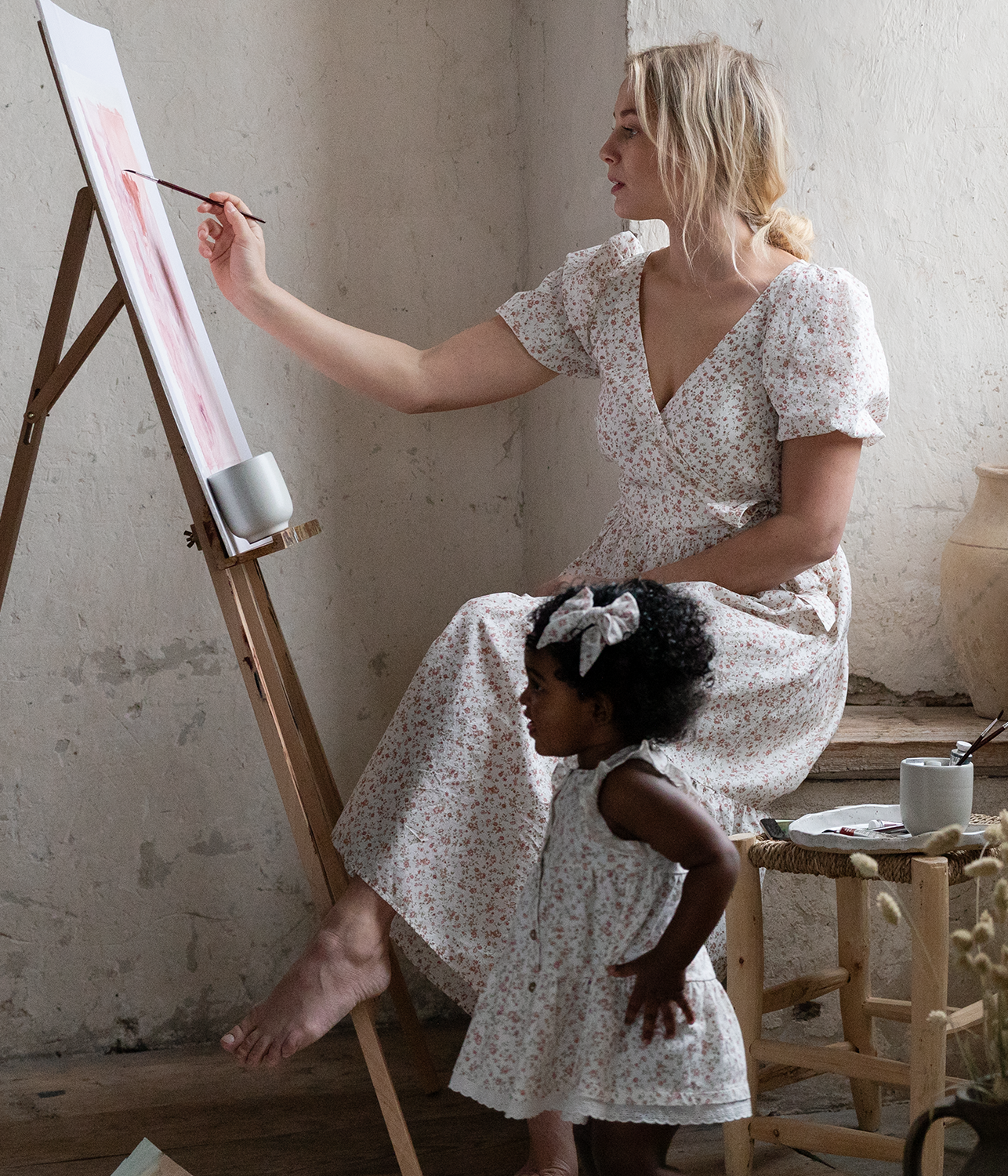 Baby white floral print dress