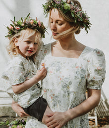 Womens white floral print dress with frills