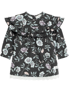 Baby top with floral print and ruffles